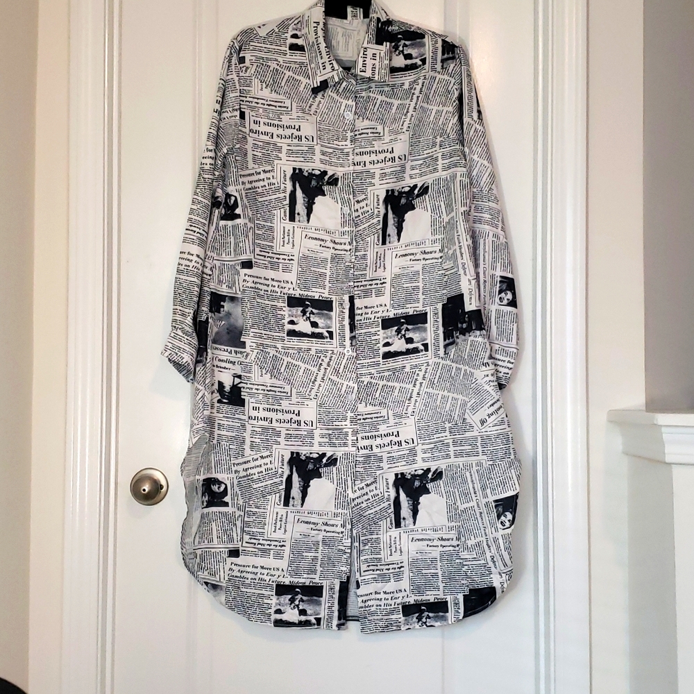 Front Page News Shirt Dress XXL - Picture 3 of 5
